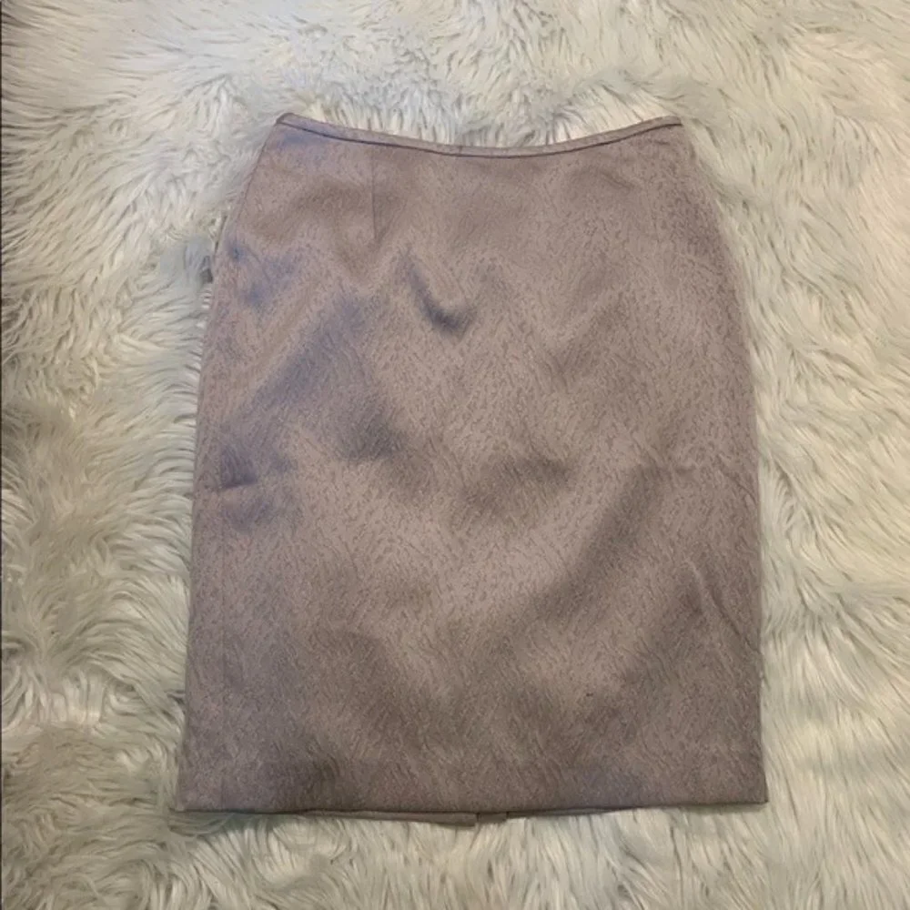 Nipon Boutiqe Women's Size 8 Petite Pencil Skirt Textured Light Gray Sheen Lined